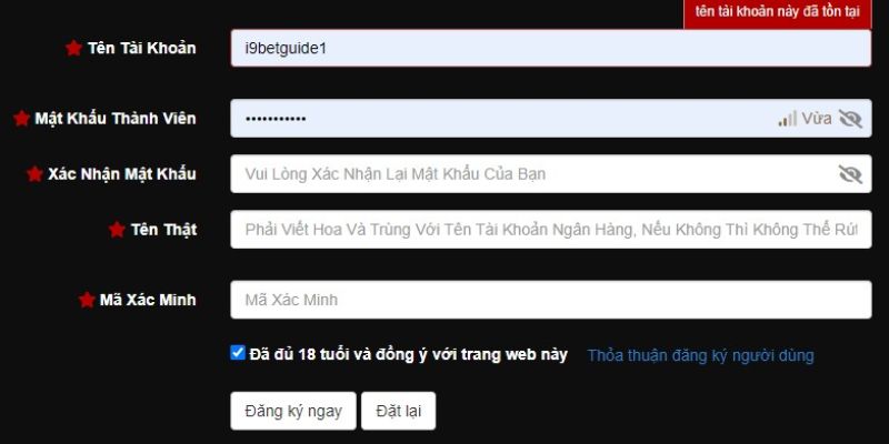 Quá trình đăng ký I9bet đơn giản chỉ sau 5 bước