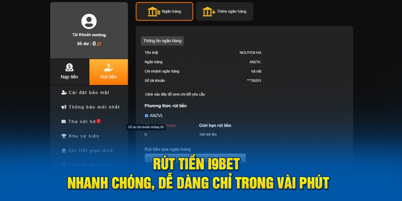 Khám phá các bước rút tiền i9bet 